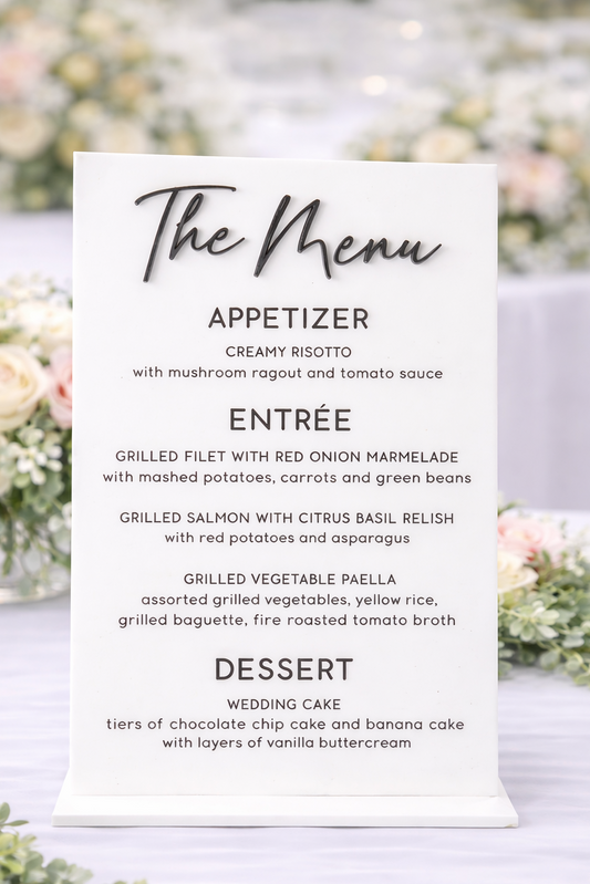Dinner Menu - 3D Table Sign