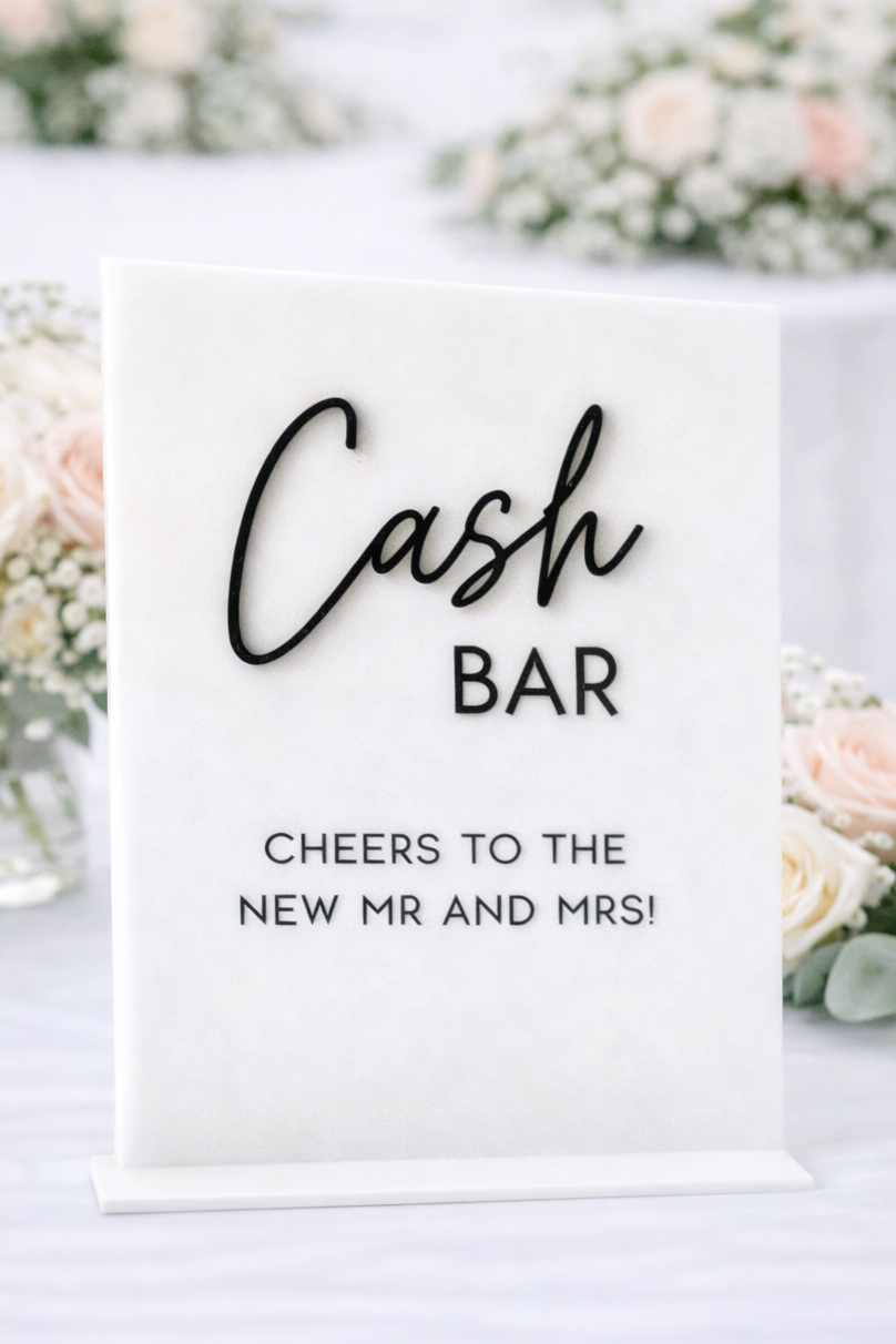 Cash Bar - 3D Table Sign