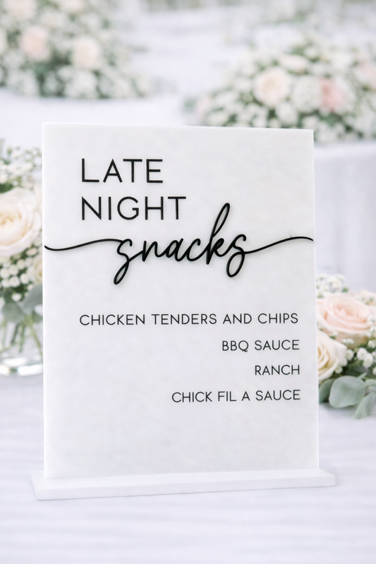 Late Night Snacks - 3D Table Sign