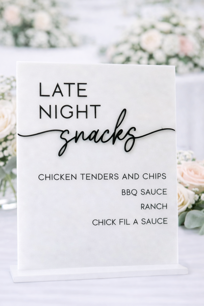 Late Night Snacks - 3D Table Sign