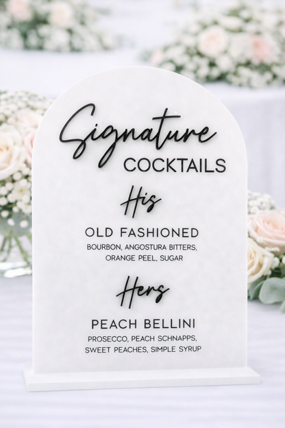 Signature Drinks Menu - 3D Bar Sign