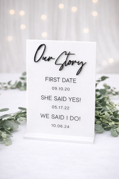 Our Story - 3D Table Sign