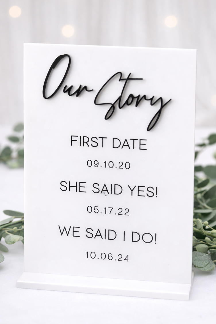 Our Story - 3D Table Sign