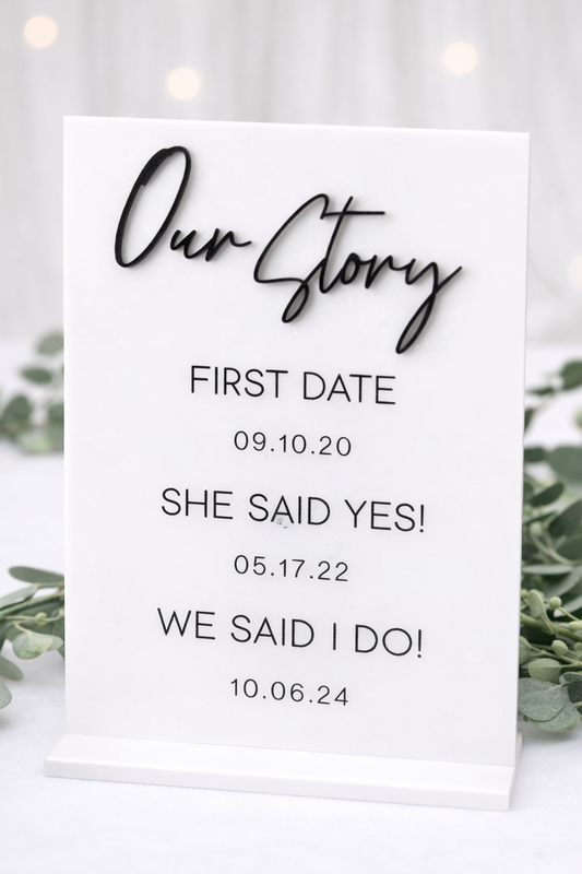 Our Story - 3D Table Sign