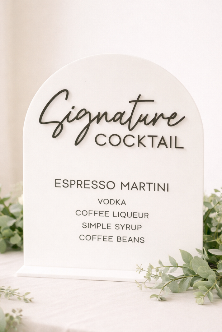 Signature Cocktail Menu - 3D Bar Sign