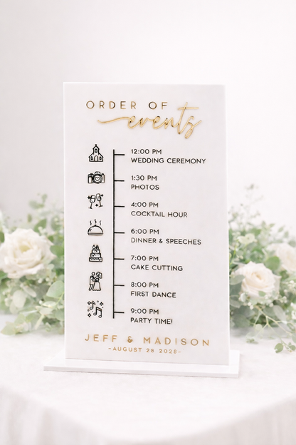 Order of Events - 3D Table Sign