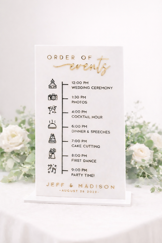 Order of Events - 3D Table Sign