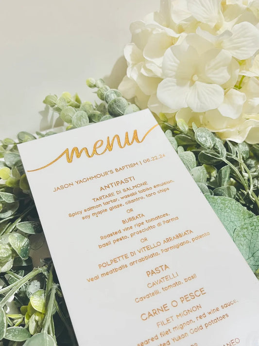 Acrylic Menu - Table Decor