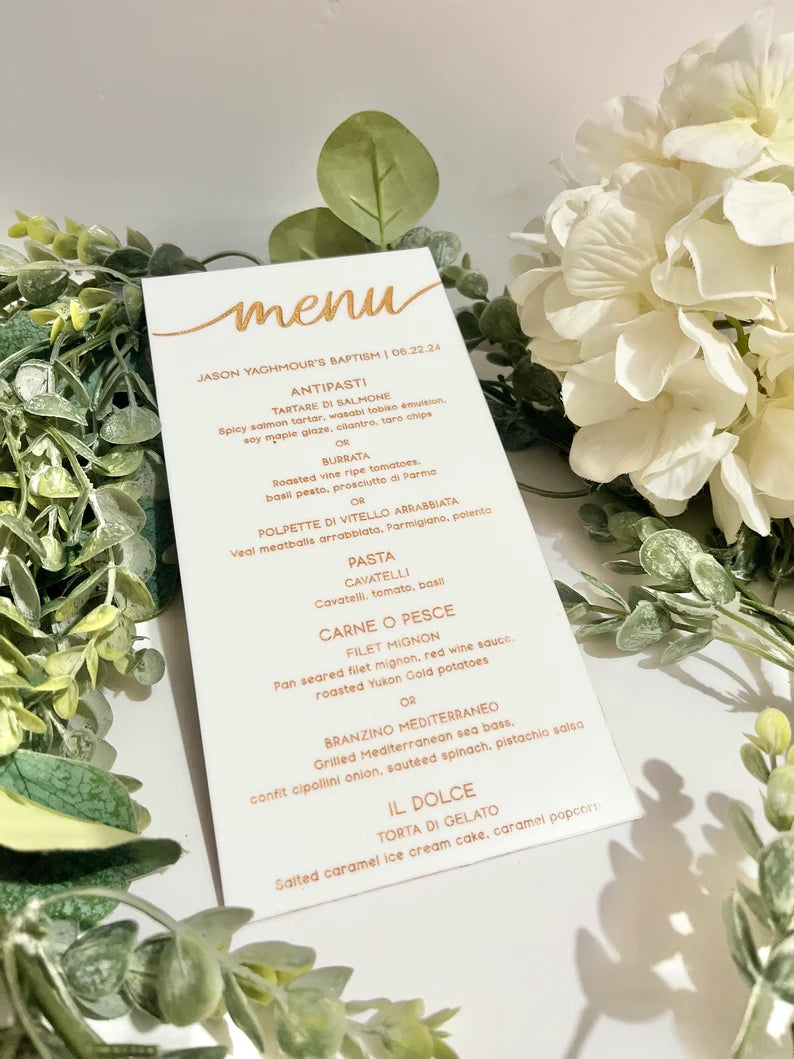 Acrylic Menu - Table Decor