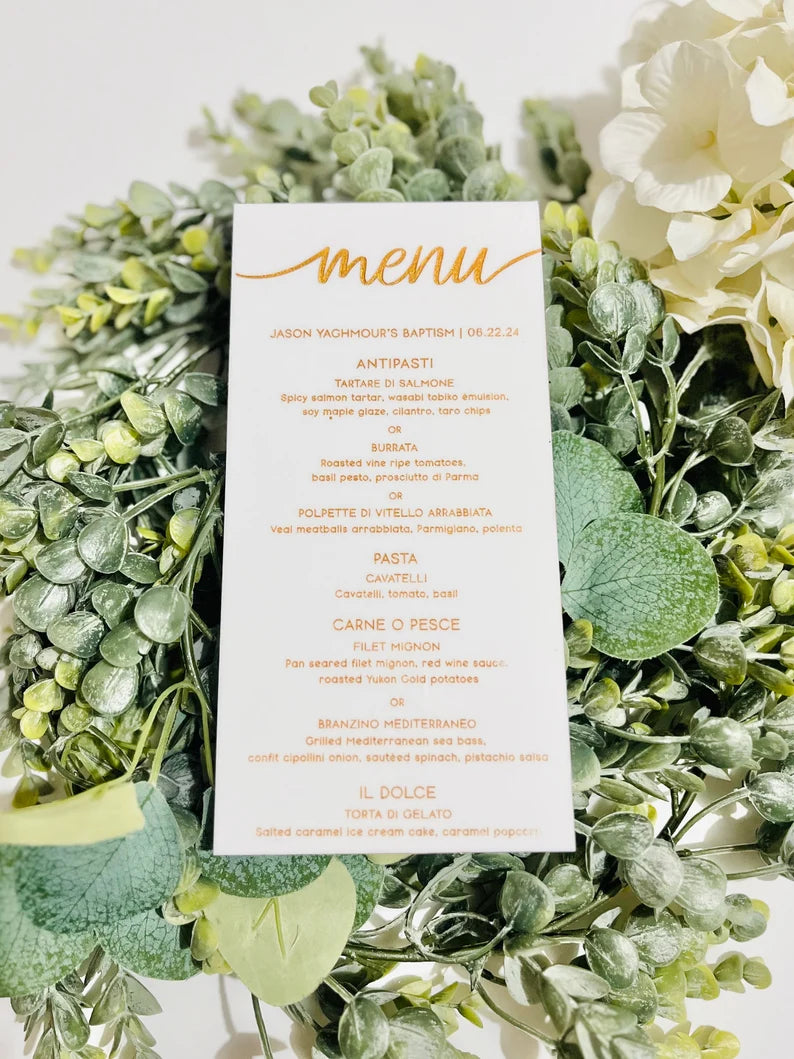 Acrylic Menu - Table Decor
