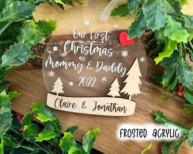 Our First Christmas As Mommy & Daddy Ornament - Globe