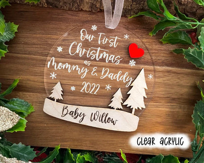 Our First Christmas As Mommy & Daddy Ornament - Globe