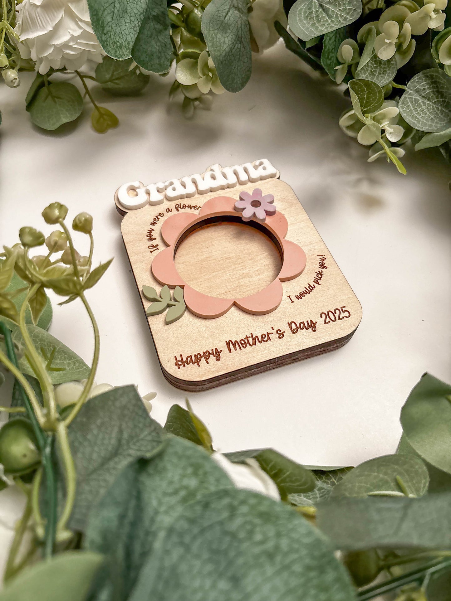 Grandma - Custom Magnetic Floral Photo Frame