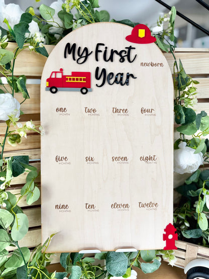 First Year Milestone Board - Firetruck