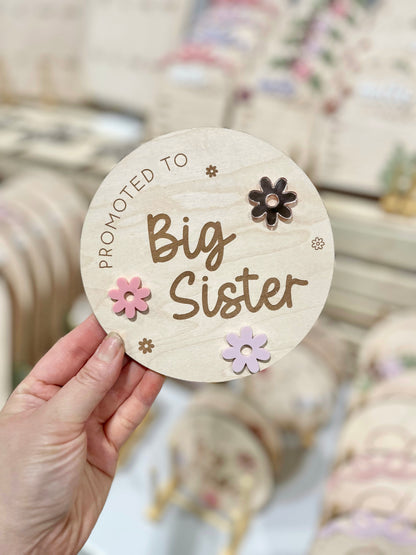 Promoted to Big Sister Plaque - Floral