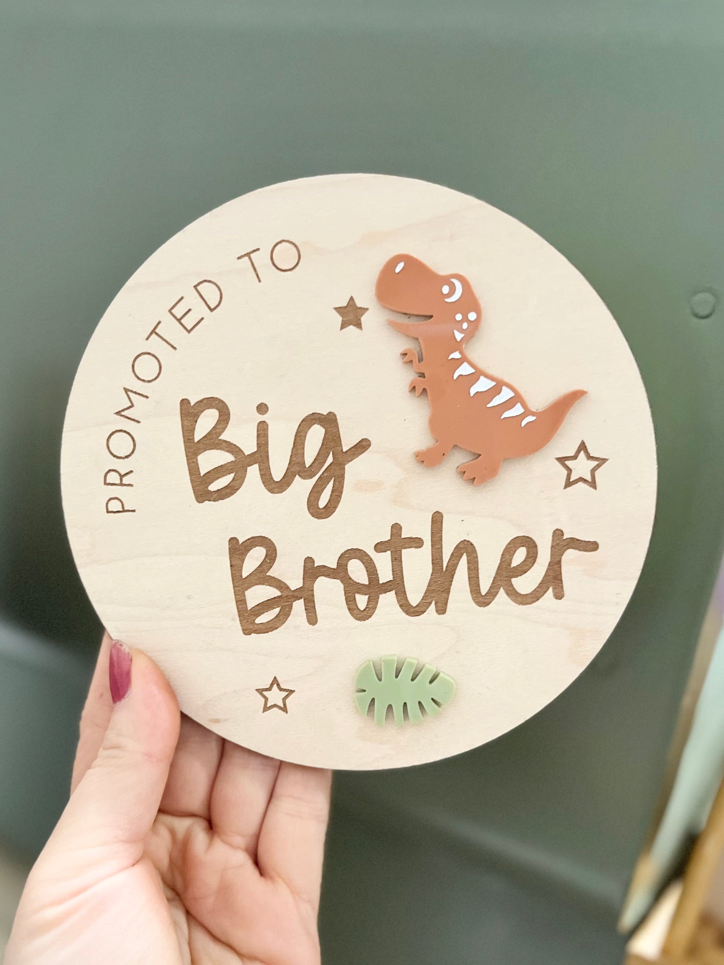 Promoted to Big Brother Plaque - Dinosaur