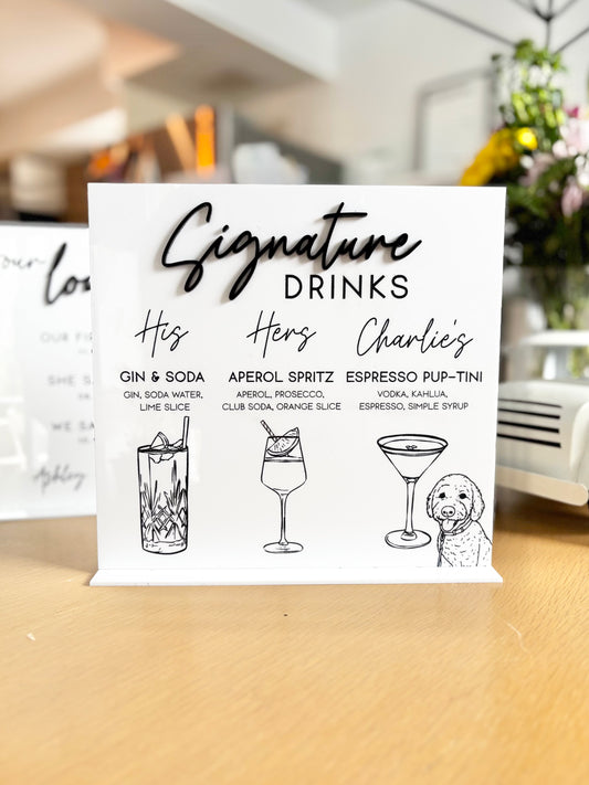 Signature Drinks - 3D Bar Sign