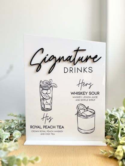 Signature Drinks - 3D Bar Sign