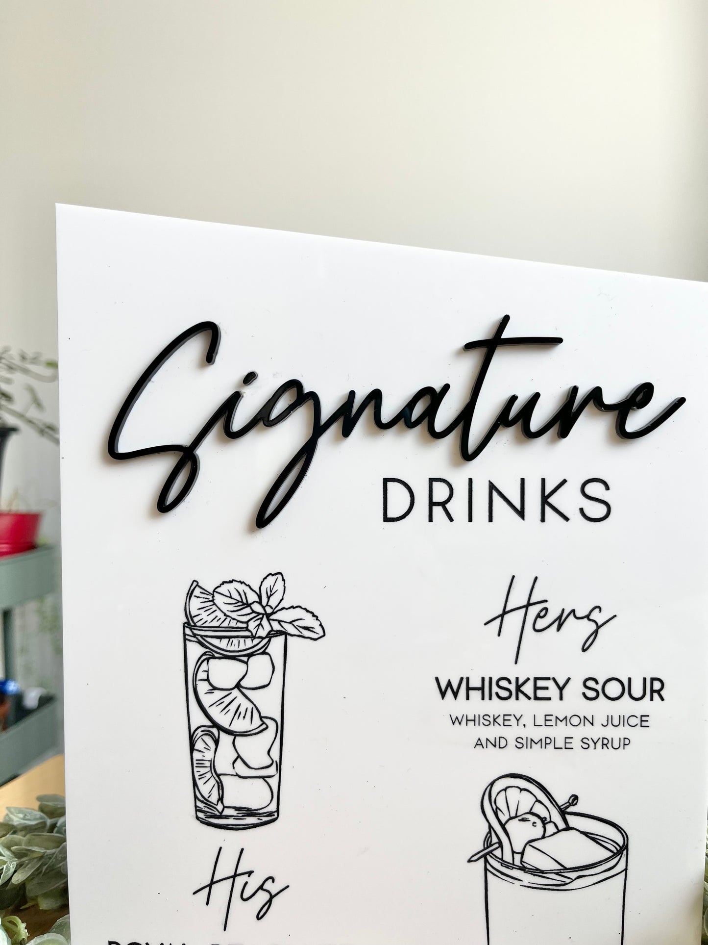 Signature Drinks - 3D Bar Sign