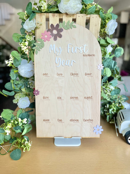 First Year Milestone Board - Floral