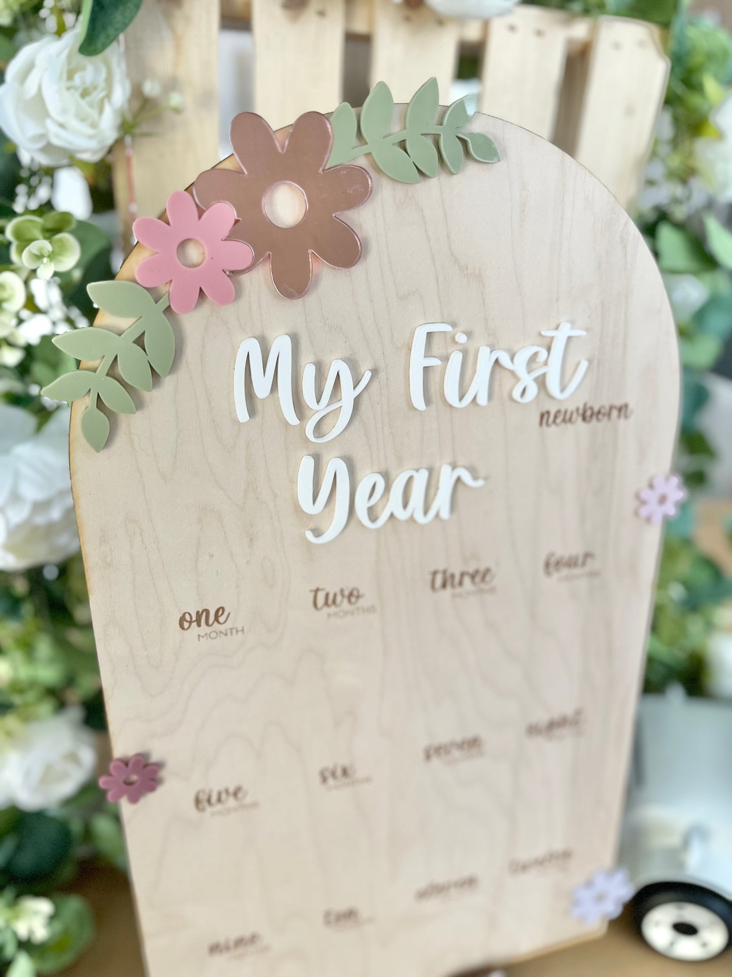 First Year Milestone Board - Floral