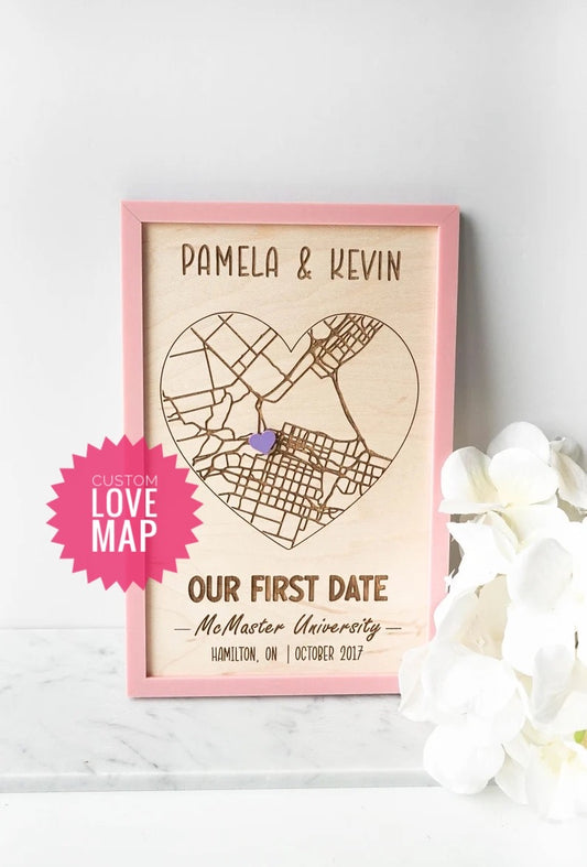 Love Map - Customized  (Pink Frame)