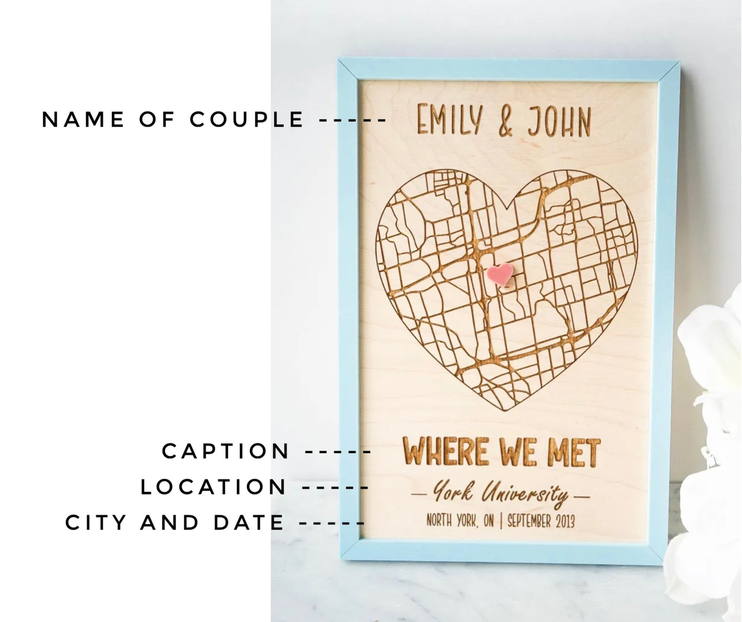 Love Map - Customized (Blue Frame)