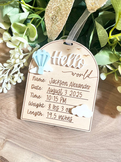 Baby Birth Stat Ornament - Mini Plaque