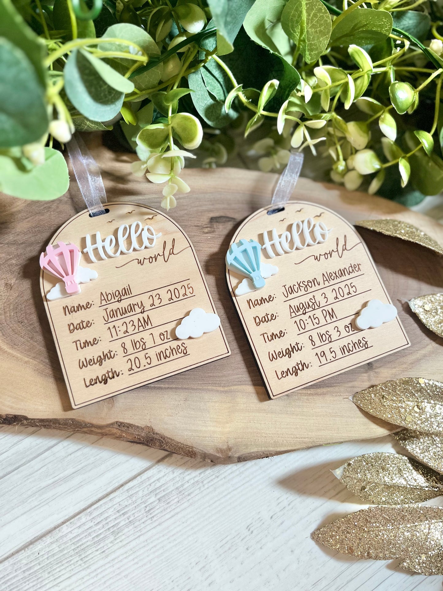 Baby Birth Stat Ornament - Mini Plaque
