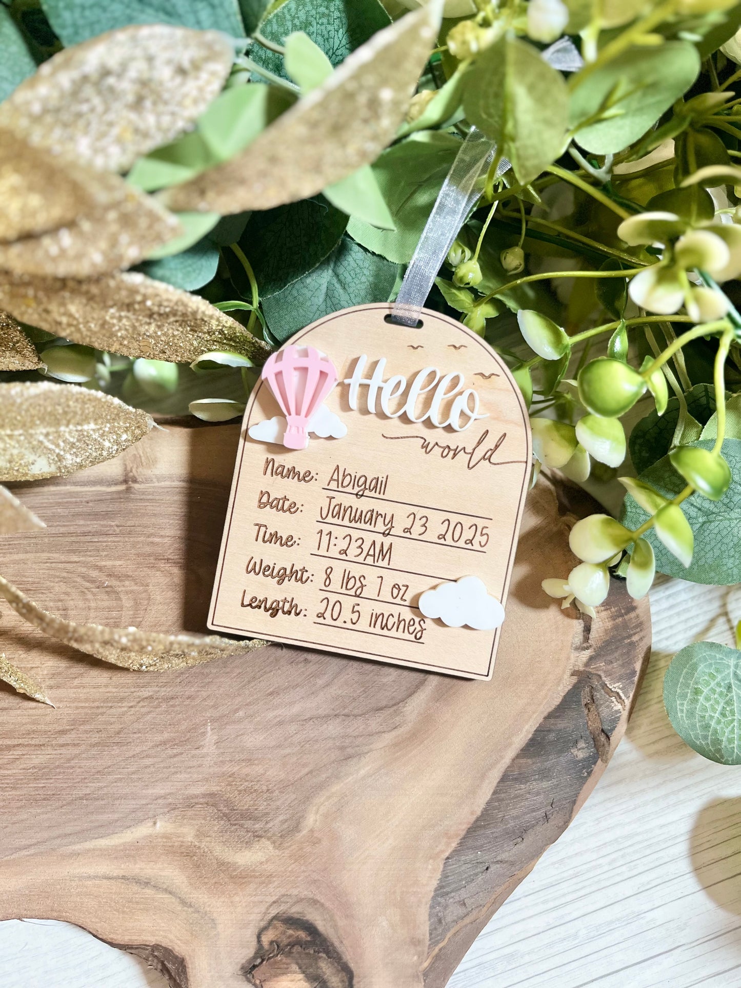 Baby Birth Stat Ornament - Mini Plaque