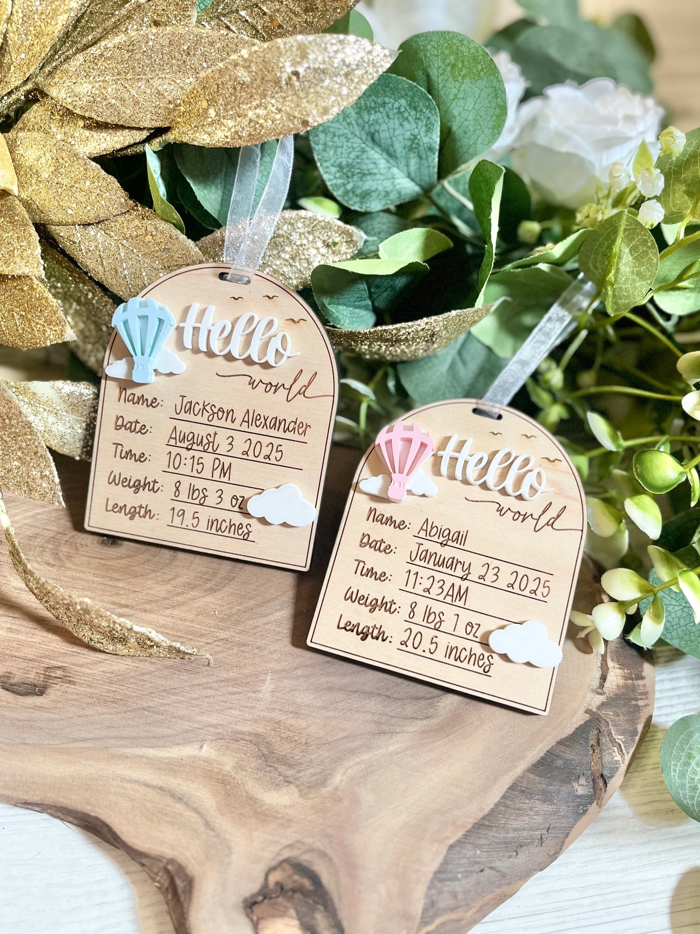 Baby Birth Stat Ornament - Mini Plaque