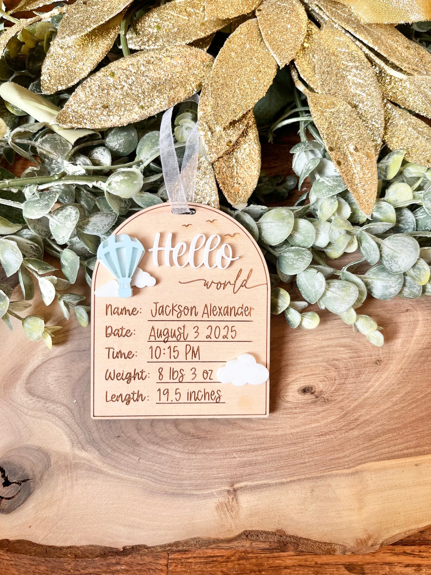 Baby Birth Stat Ornament - Mini Plaque