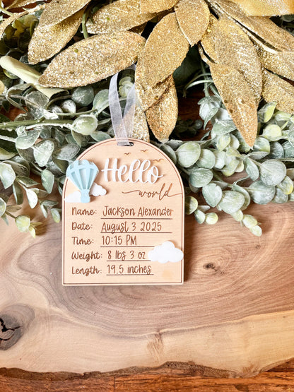 Baby Birth Stat Ornament - Mini Plaque