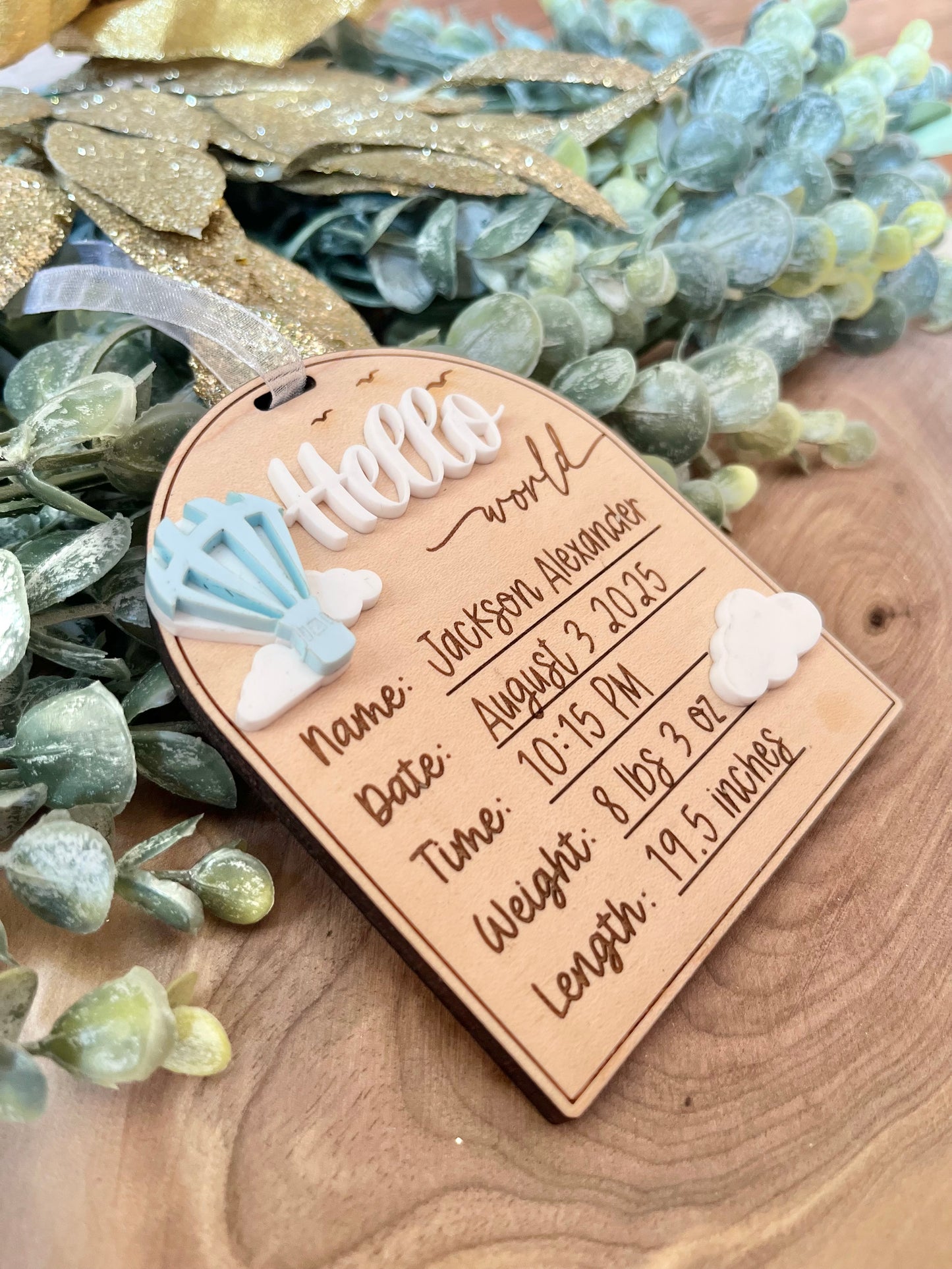Baby Birth Stat Ornament - Mini Plaque