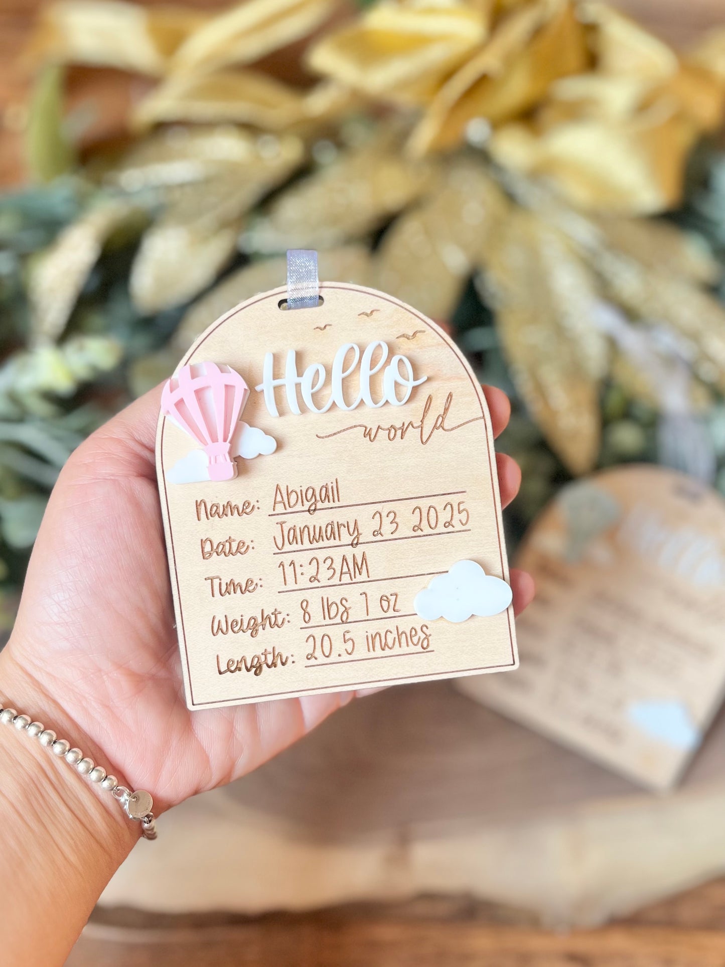 Baby Birth Stat Ornament - Mini Plaque