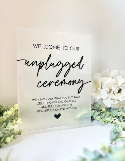 Unplugged Ceremony - 3D Table Sign