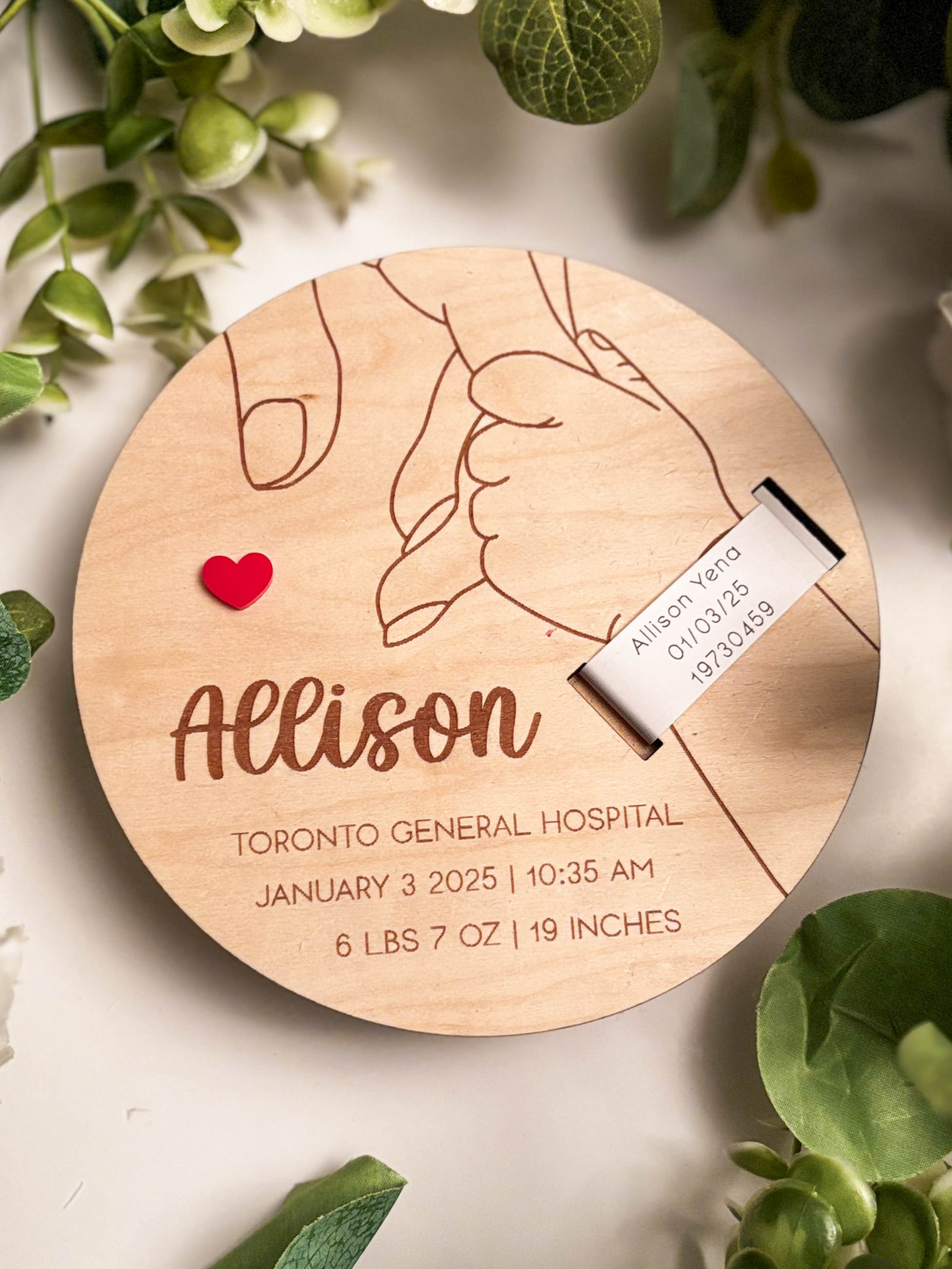 Hospital Bracelet Holder with Custom Engravings - Plaque