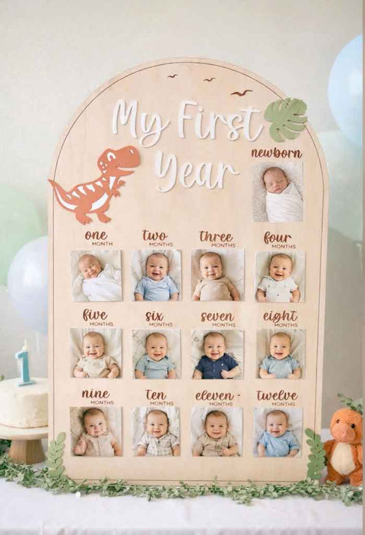 First Year Milestone Board - Dinosaur