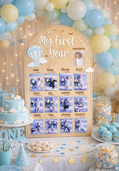 First Year Milestone Board - Hot Air Balloon