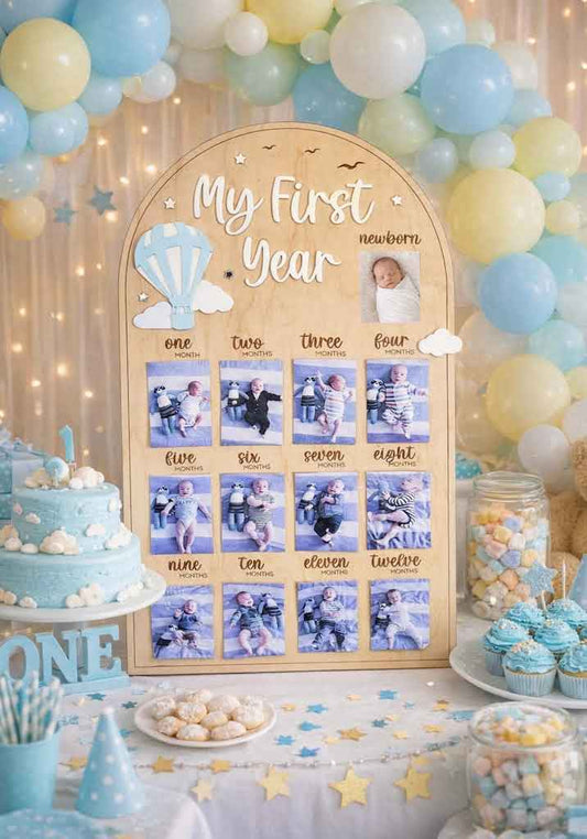 First Year Milestone Board - Hot Air Balloon