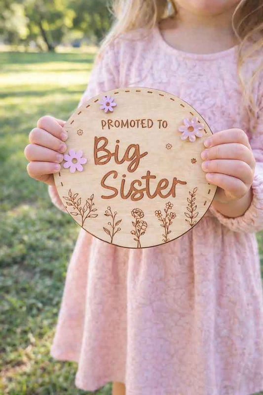 Promoted to Big Sister Plaque - Floral & Wildflower