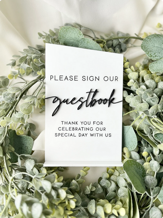 Please Sign Our Guestbook - 3D Table Sign