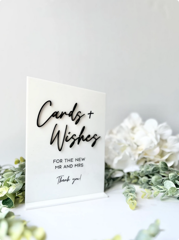Cards and Wishes - 3D Table Sign