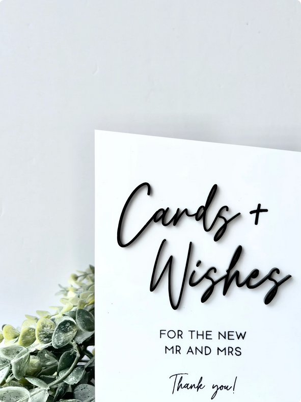 Cards and Wishes - 3D Table Sign