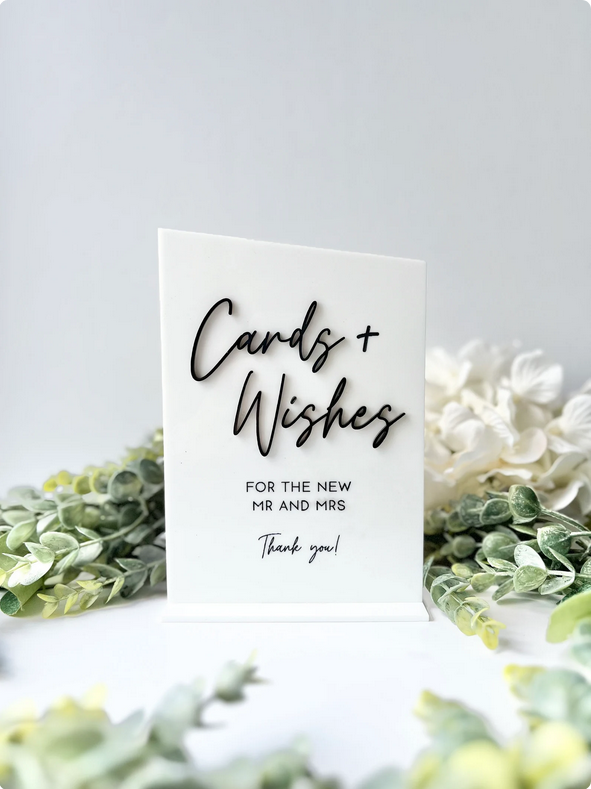 Cards and Wishes - 3D Table Sign