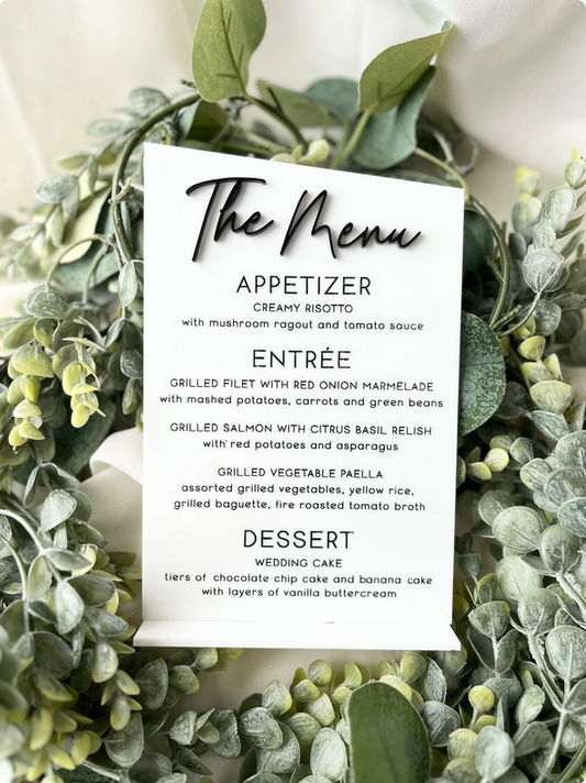 Dinner Menu - 3D Table Sign