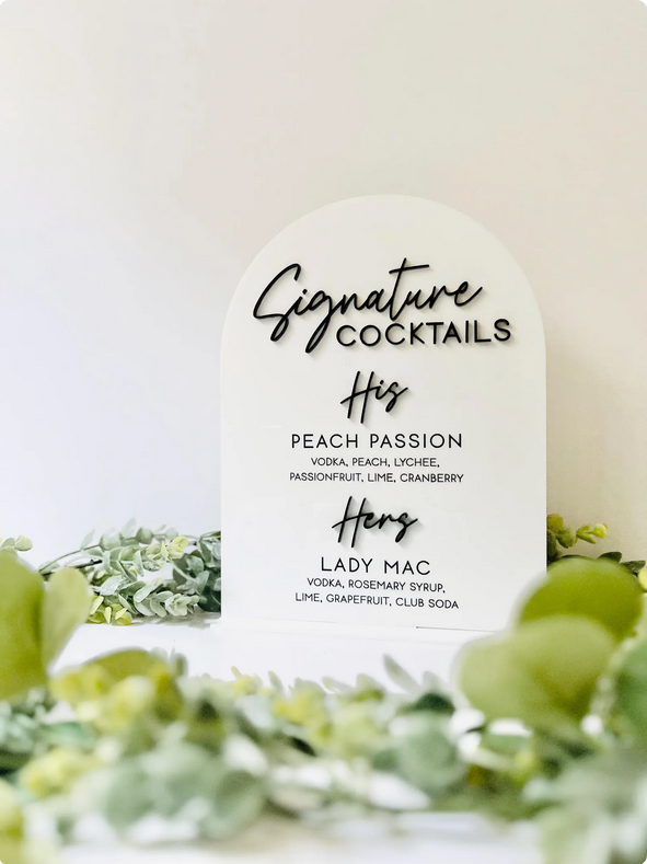 Signature Drinks Menu - 3D Bar Sign