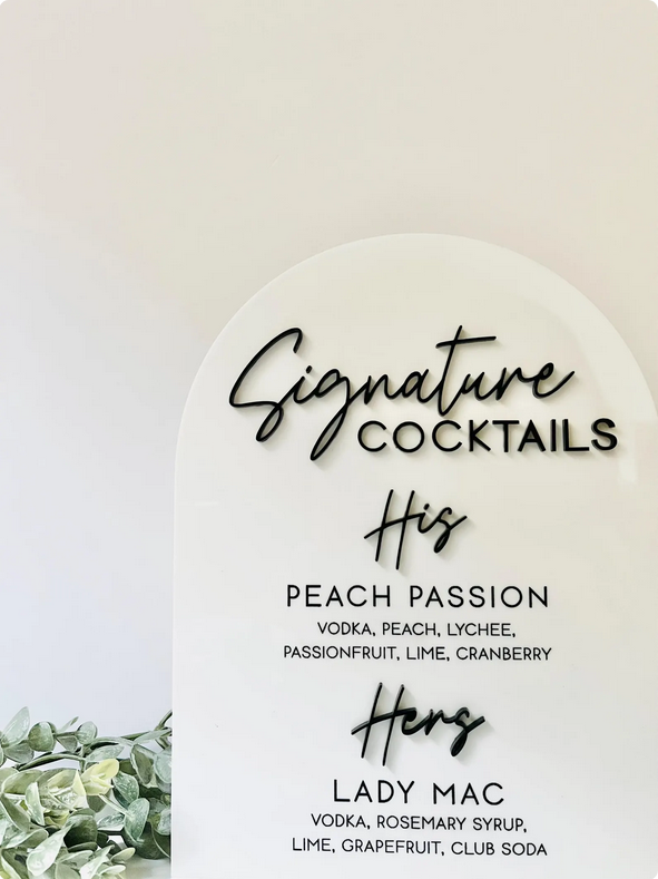 Signature Drinks Menu - 3D Bar Sign