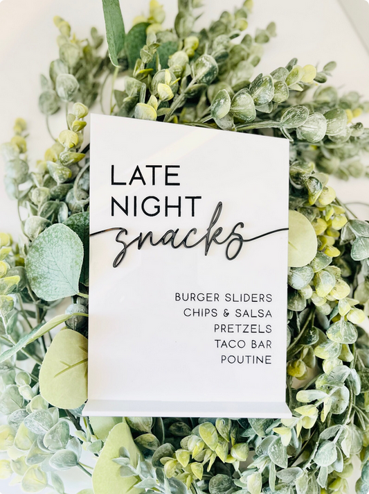 Late Night Snacks - 3D Table Sign