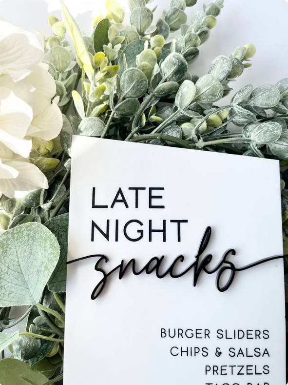 Late Night Snacks - 3D Table Sign